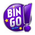 Button with the inscription bingo big win with yellow stars. Sticker on the door, packaging. 3D style